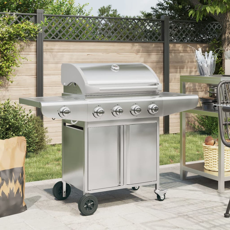 Load image into Gallery viewer, VidaXL Gasbarbecue met 5 branders roestvrij staal zilverkleurig