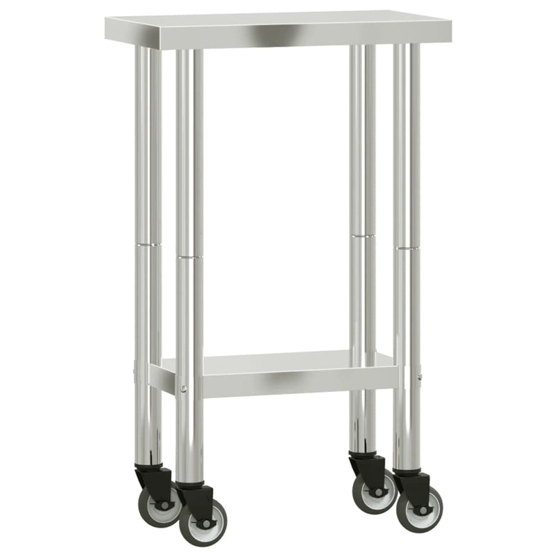 Load image into Gallery viewer, Vidaxl keukenwerktafel met wielen 55x30x85 cm roestvrij staal