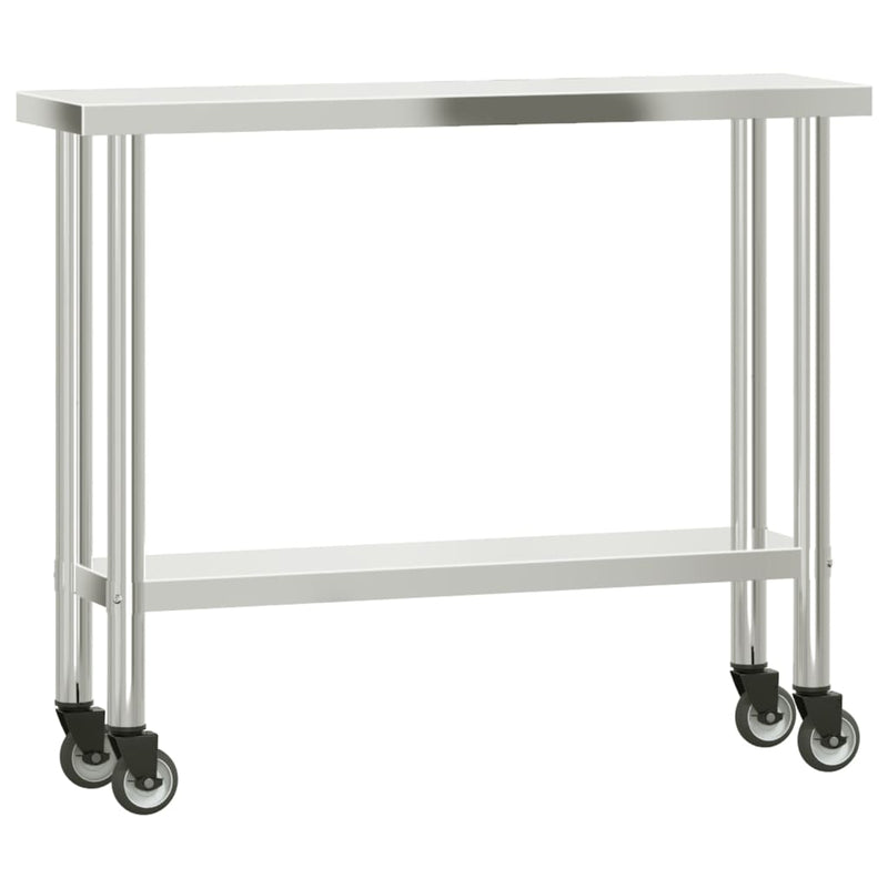 Load image into Gallery viewer, Vidaxl keukenwerktafel met wielen 110x30x85 cm roestvrij staal