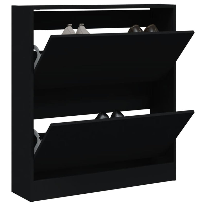Load image into Gallery viewer, Vidaxl schoenenkast 80x21x87,5 cm bewerkt hout zwart