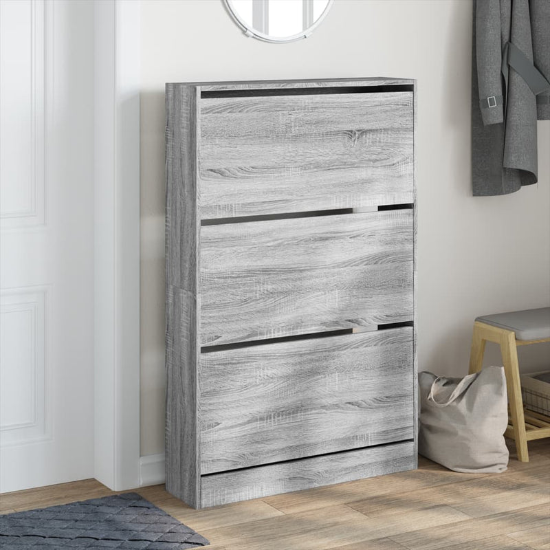 Load image into Gallery viewer, VidaXL Schoenenkast 80x21x125,5 cm bewerkt hout grijs sonoma eiken