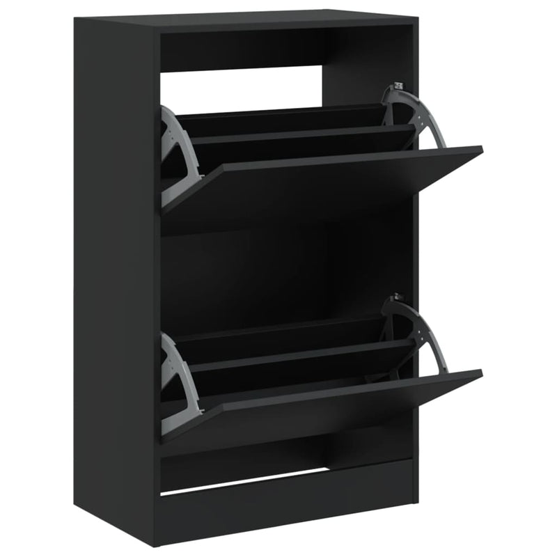 Load image into Gallery viewer, Vidaxl schoenenkast 60x34x96,5 cm bewerkt hout zwart
