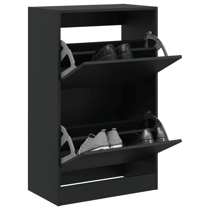 Load image into Gallery viewer, Vidaxl schoenenkast 60x34x96,5 cm bewerkt hout zwart