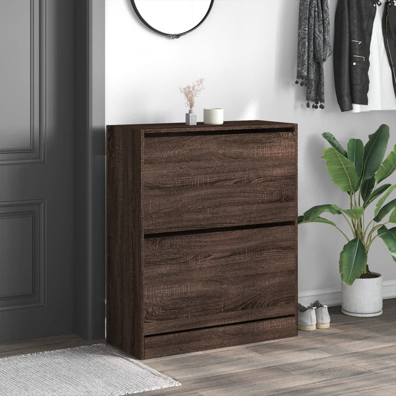 Afbeelding laden in galerijviewer, VidaXL Schoenenkast 80x34x96,5 cm bewerkt hout bruin eikenkleur