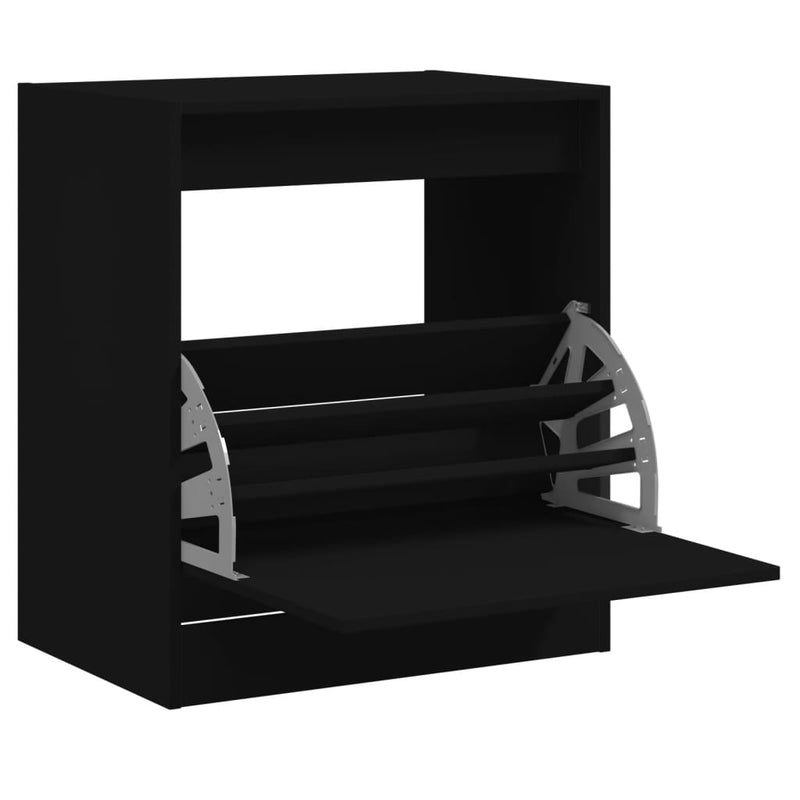 Load image into Gallery viewer, Vidaxl schoenenkast 60x42x69 cm bewerkt hout zwart