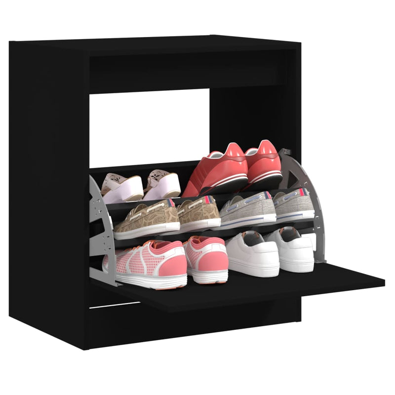 Load image into Gallery viewer, Vidaxl schoenenkast 60x42x69 cm bewerkt hout zwart