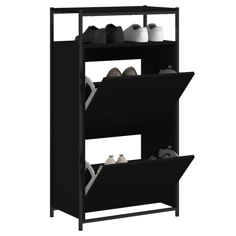Load image into Gallery viewer, Vidaxl schoenenkast 60x34x112 cm bewerkt hout zwart