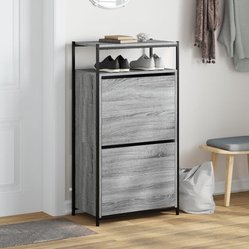 Load image into Gallery viewer, Vidaxl schoenenkast 60x34x112 cm bewerkt hout grijs sonoma eikenkleur