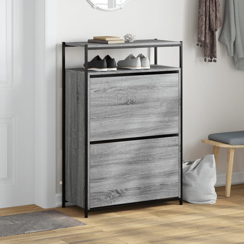Load image into Gallery viewer, VidaXL Schoenenkast 75x34x112 cm bewerkt hout grijs sonoma eikenkleur
