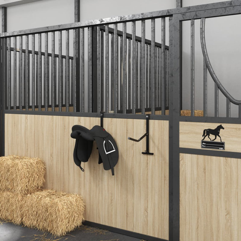 Load image into Gallery viewer, VidaXL Zadelrek met hoofdstelhaak 1 stang draagbaar ijzer zwart