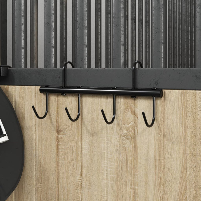 Load image into Gallery viewer, Vidaxl hoofdstelhouder met 6 zwenkhaken staal zwart