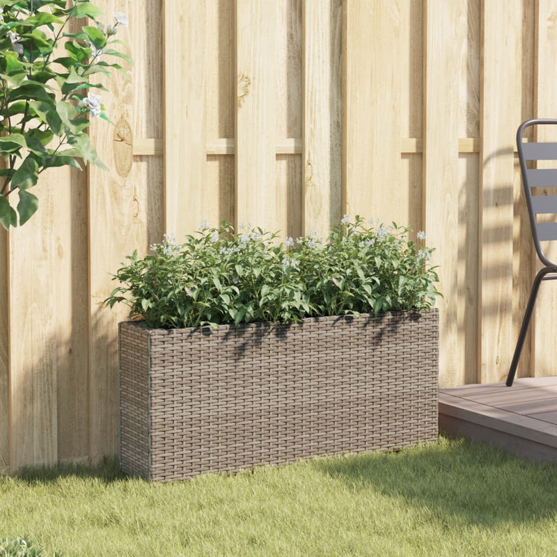 Load image into Gallery viewer, VidaXL Plantenbak met 2 potten 90x20x40 cm poly rattan grijs