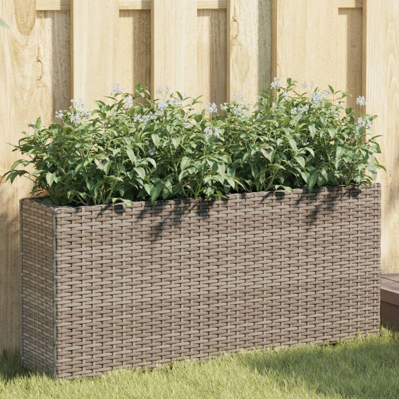 Load image into Gallery viewer, VidaXL Plantenbak met 2 potten 90x20x40 cm poly rattan grijs