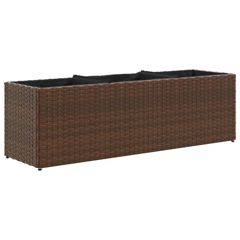 Load image into Gallery viewer, Vidaxl plantenbak met 3 potten 105x30x32 cm poly rattan bruin