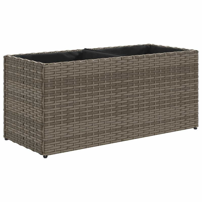 Load image into Gallery viewer, Vidaxl plantenbak met 2 potten 72x30x32 cm poly rattan grijs