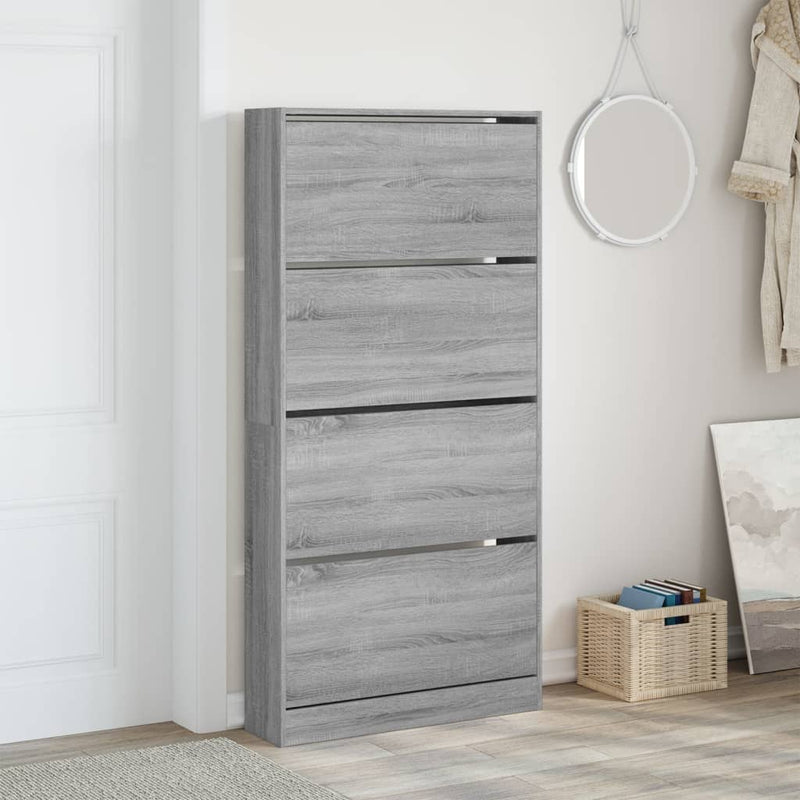 Load image into Gallery viewer, VidaXL Schoenenkast met 4 klaplades 80x21x163,5 cm grijs sonoma
