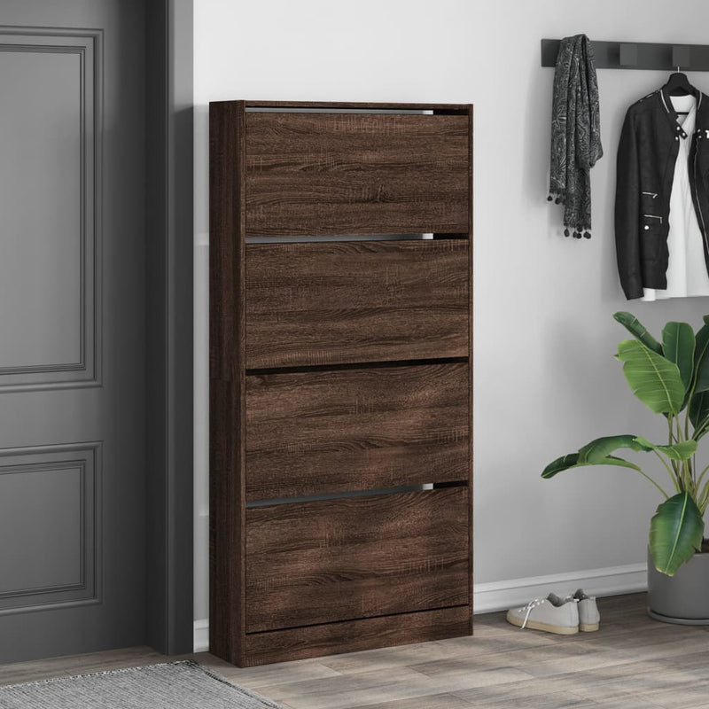 Load image into Gallery viewer, VidaXL Schoenenkast met 4 klaplades 80x21x163,5 cm bruin eikenkleur