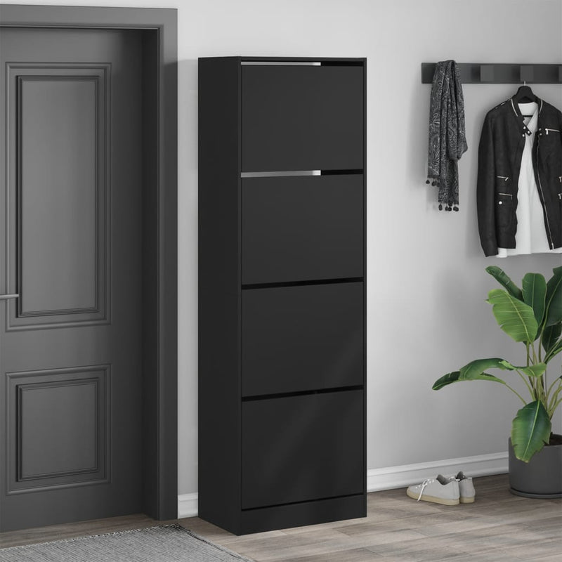 Load image into Gallery viewer, VidaXL Schoenenkast met 4 klaplades 60x34x187,5 cm zwart