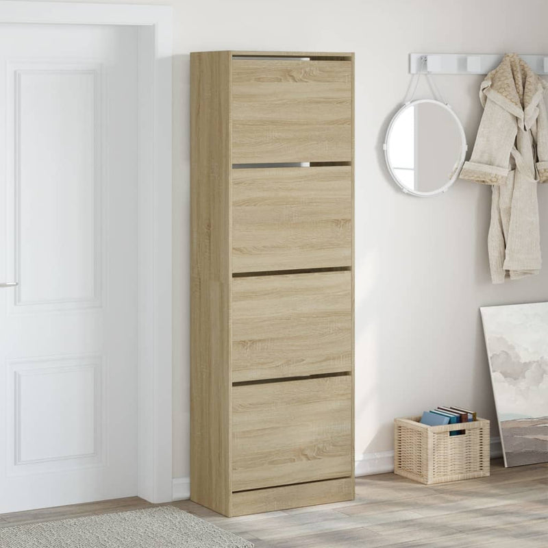 Load image into Gallery viewer, VidaXL Schoenenkast met 4 klaplades 60x34x187,5 cm sonoma eikenkleurig