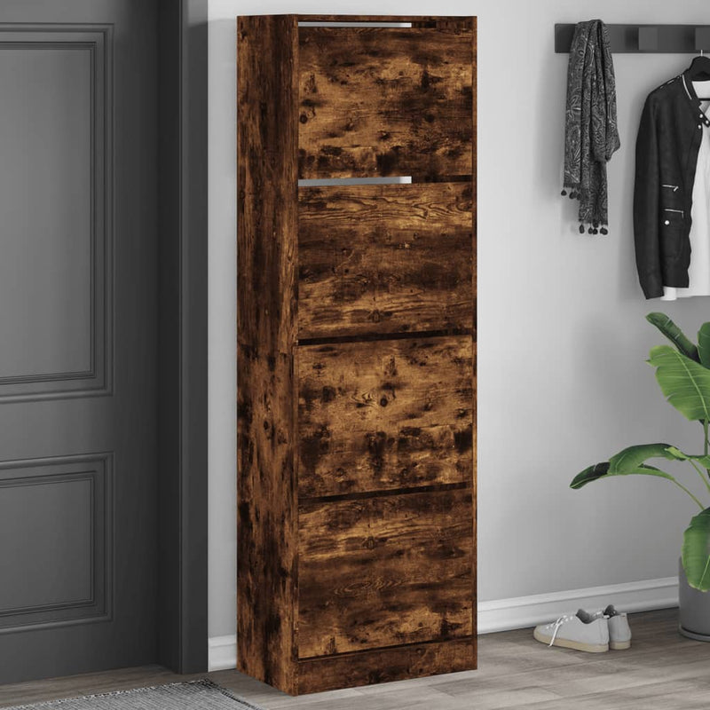 Load image into Gallery viewer, VidaXL Schoenenkast met 4 klaplades 60x34x187,5 cm gerookt eikenkleur