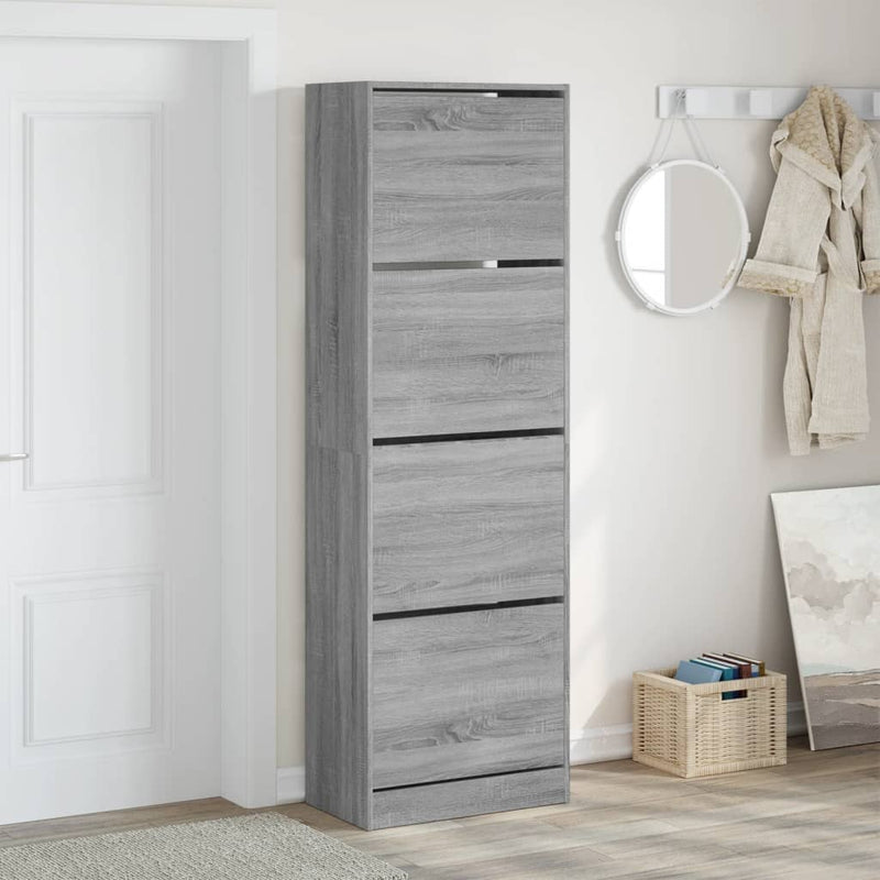 Load image into Gallery viewer, VidaXL Schoenenkast met 4 klaplades 60x34x187,5 cm grijs sonoma
