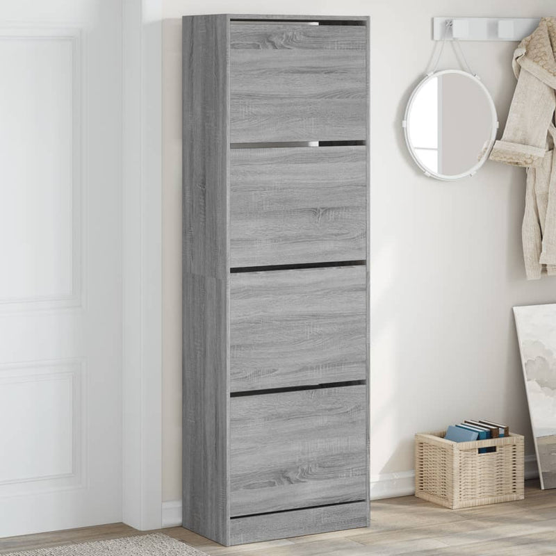 Load image into Gallery viewer, VidaXL Schoenenkast met 4 klaplades 60x34x187,5 cm grijs sonoma