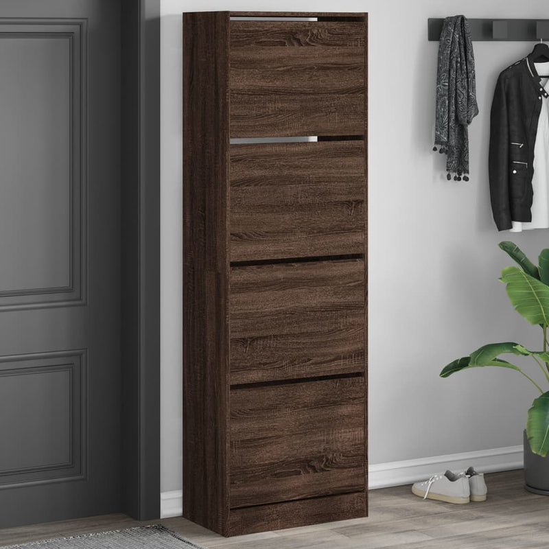 Load image into Gallery viewer, VidaXL Schoenenkast met 4 klaplades 60x34x187,5 cm bruin eikenkleur