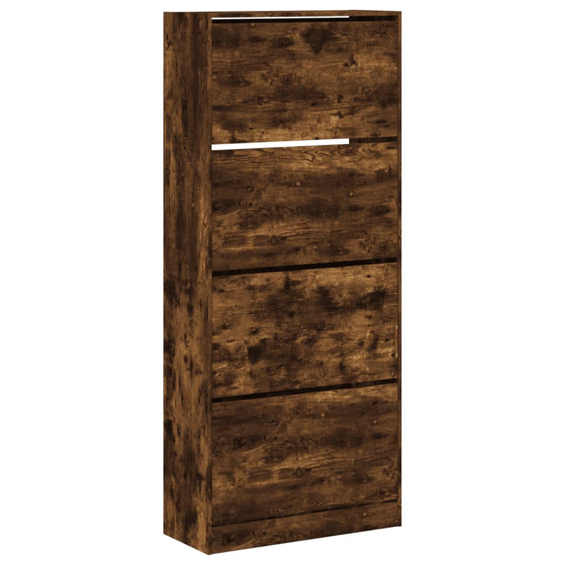 Load image into Gallery viewer, VidaXL Schoenenkast met 4 klaplades 80x34x187,5 cm gerookt eikenkleur