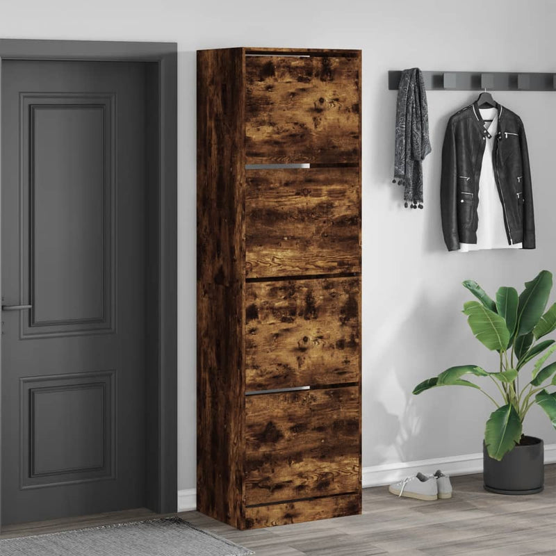 Load image into Gallery viewer, VidaXL Schoenenkast met 4 klaplades 60x42x204 cm gerookt eikenkleurig