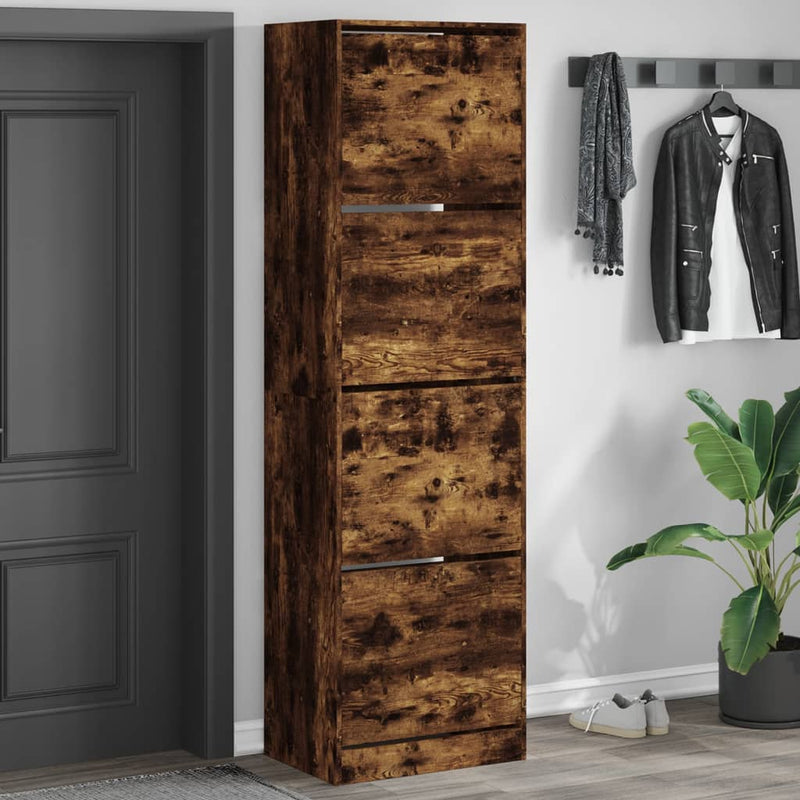 Load image into Gallery viewer, VidaXL Schoenenkast met 4 klaplades 60x42x204 cm gerookt eikenkleurig