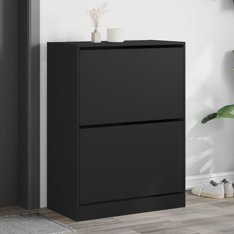 Load image into Gallery viewer, VidaXL Schoenenkast met 2 klaplades 80x42x108 cm zwart