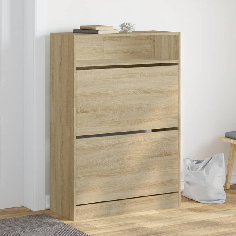 Load image into Gallery viewer, VidaXL Schoenenkast met 2 klaplades 80x34x116 cm sonoma eikenkleurig