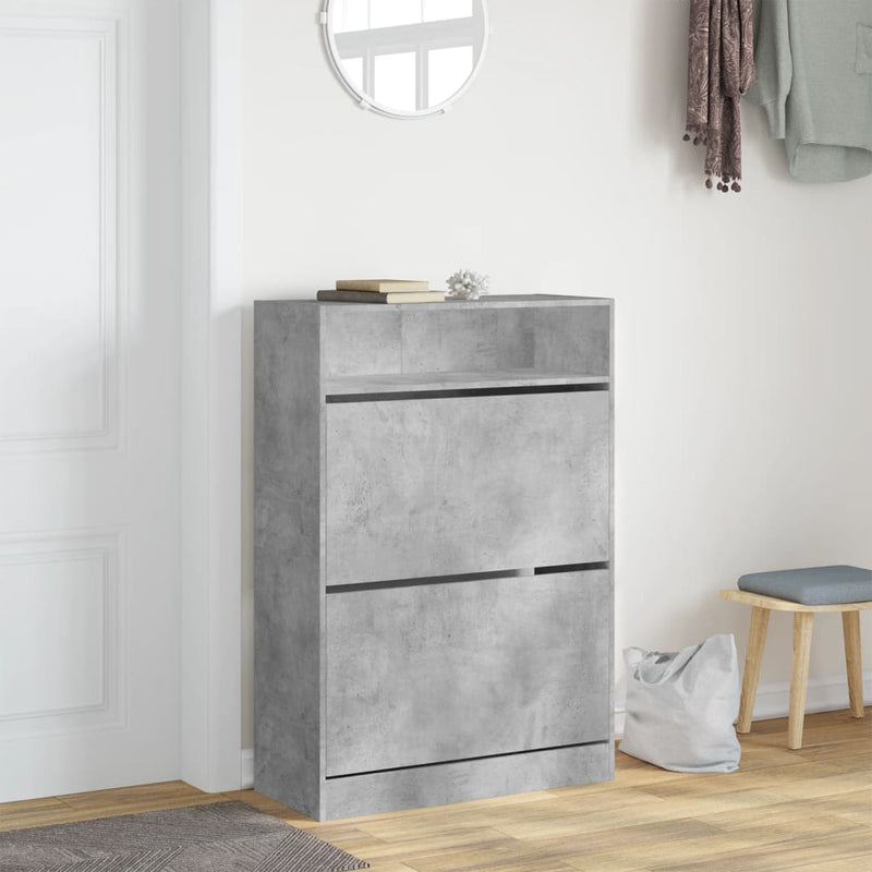 Load image into Gallery viewer, VidaXL Schoenenkast met 2 klaplades 80x34x116 cm betongrijs