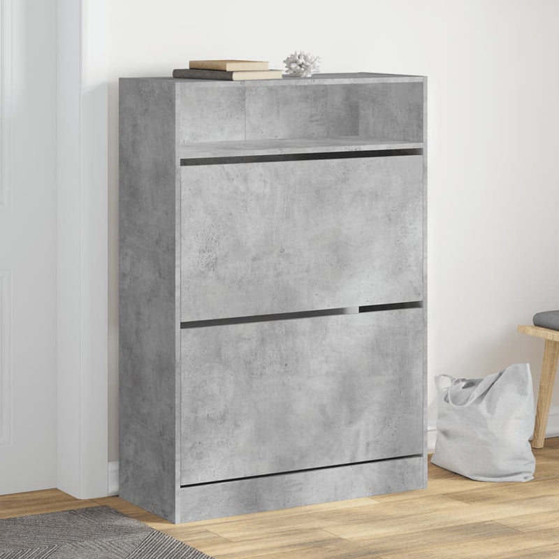 Load image into Gallery viewer, VidaXL Schoenenkast met 2 klaplades 80x34x116 cm betongrijs