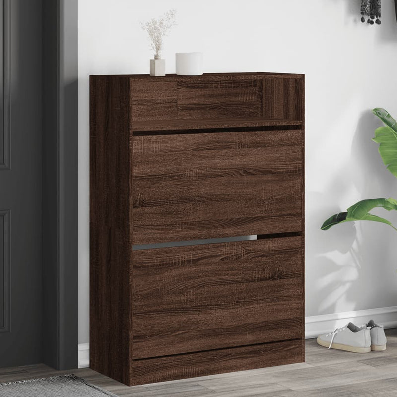 Load image into Gallery viewer, VidaXL Schoenenkast met 2 klaplades 80x34x116 cm bruin eikenkleur