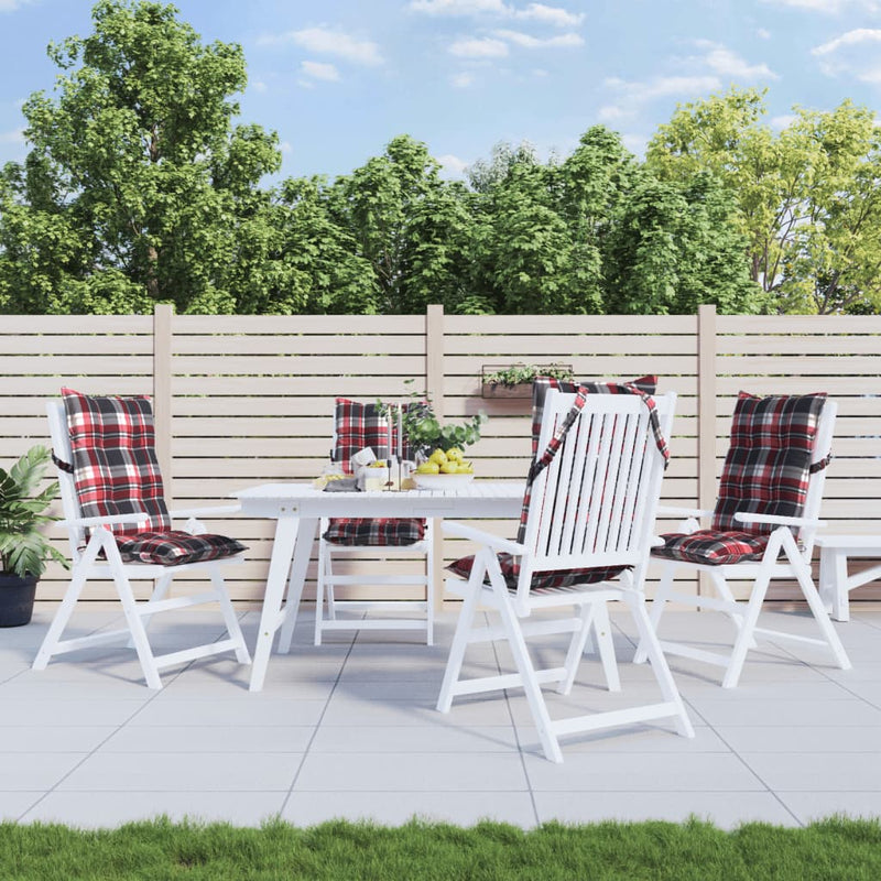 Load image into Gallery viewer, Vidaxl stoelkussens 4 st hoge rug ruitpatroon oxford stof rood