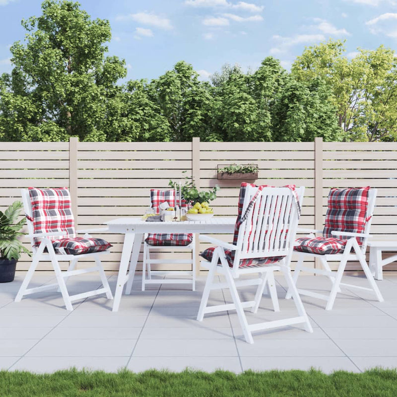 Load image into Gallery viewer, Vidaxl stoelkussens 4 st lage rug ruitpatroon oxford stof rood