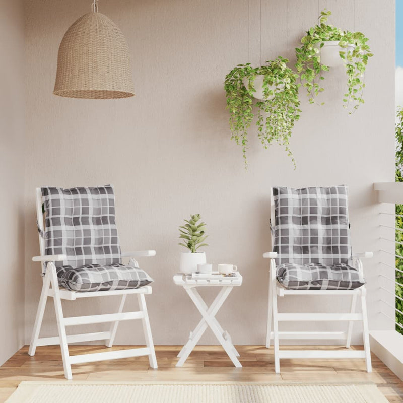 Load image into Gallery viewer, Vidaxl stoelkussens 2 st lage rug ruitpatroon oxford stof grijs