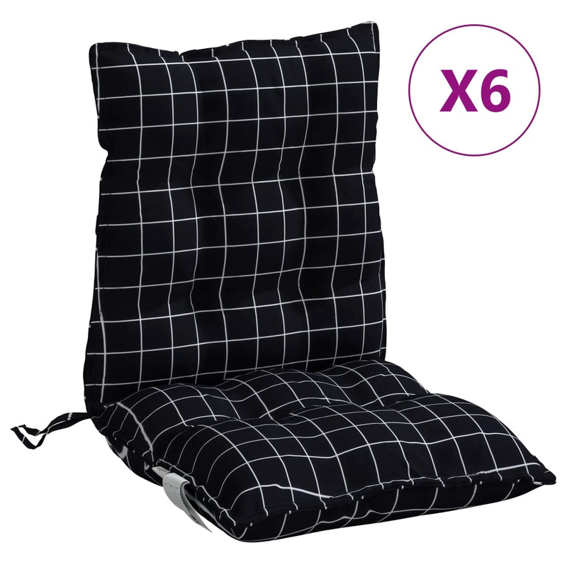 Load image into Gallery viewer, Vidaxl stoelkussens 6 st lage rug ruitpatroon oxford stof zwart