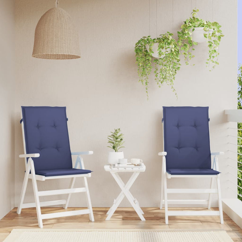 Load image into Gallery viewer, Vidaxl stoelkussens 2 st hoge rug stof marineblauw
