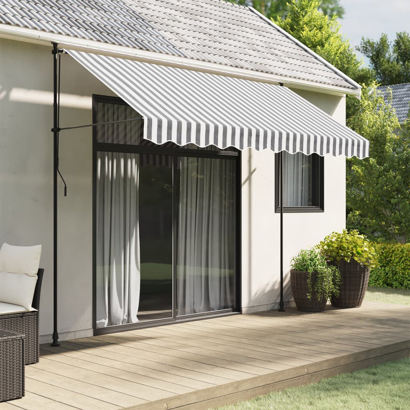 Load image into Gallery viewer, Vidaxl vervangingsdoek voor luifelrok gestreept 3 m antraciet en wit