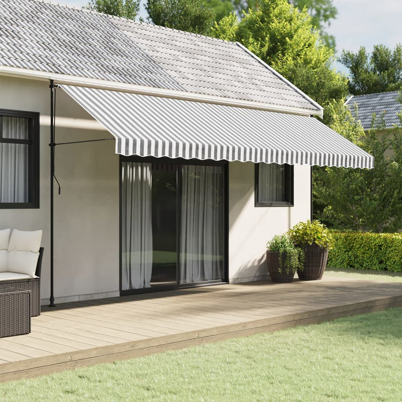 Load image into Gallery viewer, Vidaxl vervangingsdoek voor luifelrok gestreept 5 m antraciet en wit