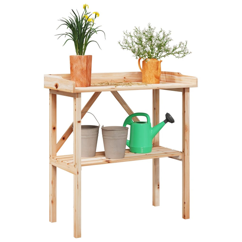 Load image into Gallery viewer, Vidaxl plantentafel met schap 78x38x82,5 cm massief vurenhout