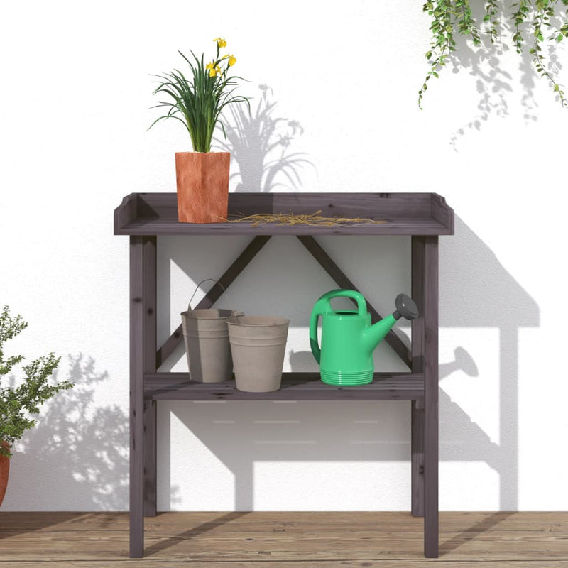 Afbeelding laden in galerijviewer, Vidaxl plantentafel met schap 78x38x82,5 cm vurenhout grijs