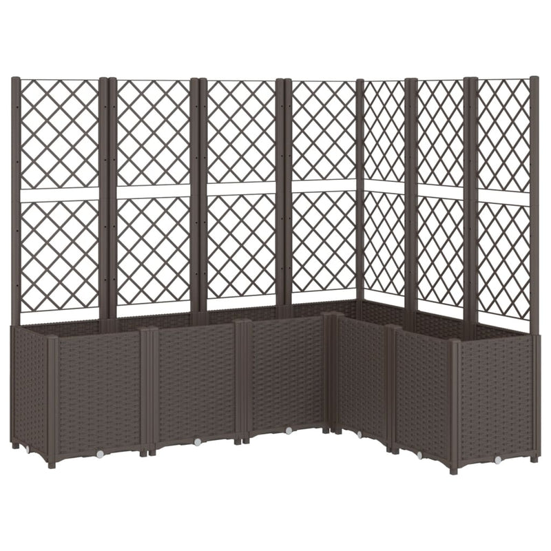 Afbeelding laden in galerijviewer, VidaXL Plantenbak met latwerk 160x120x140 cm polypropeen bruin