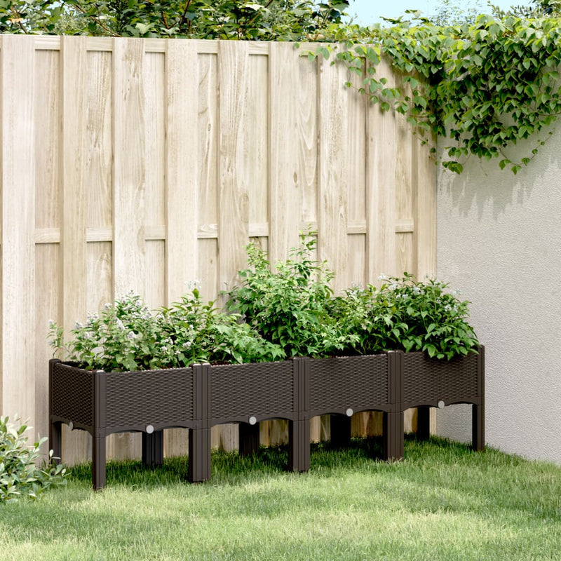 Load image into Gallery viewer, Vidaxl plantenbak met poten 160x40x42 cm polypropeen bruin