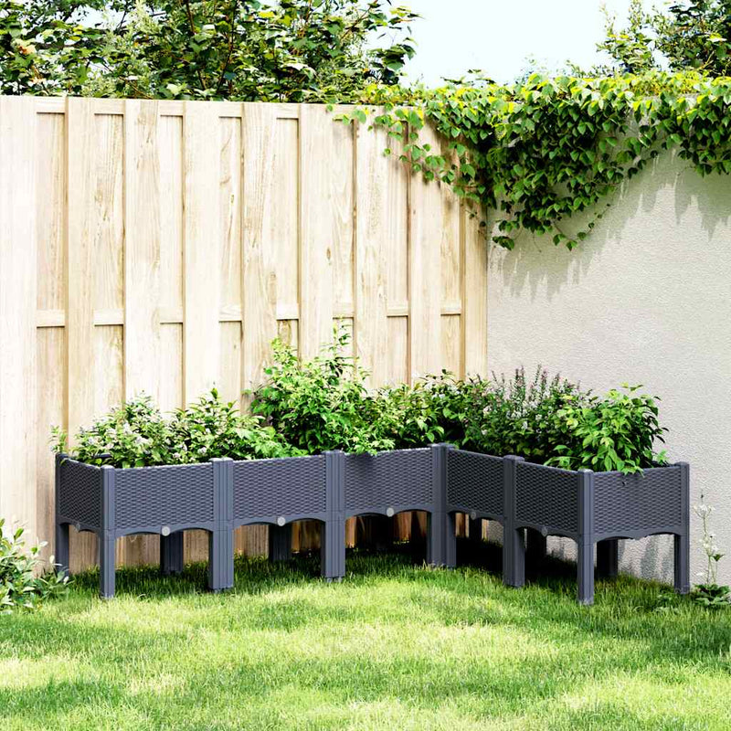Load image into Gallery viewer, Vidaxl plantenbak met poten 160x120x42 cm polypropeen blauwgrijs