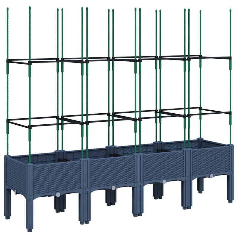 Load image into Gallery viewer, Vidaxl plantenbak met latwerk 160x40x142,5 cm polypropeen blauwgrijs