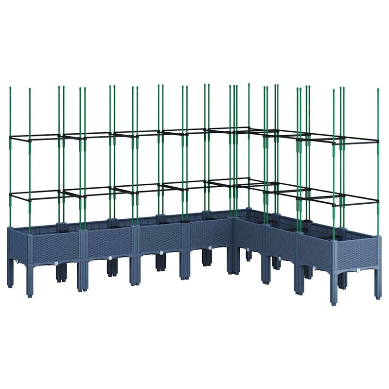 Load image into Gallery viewer, Vidaxl plantenbak met latwerk 200x160x142,5 cm polypropeen grijs