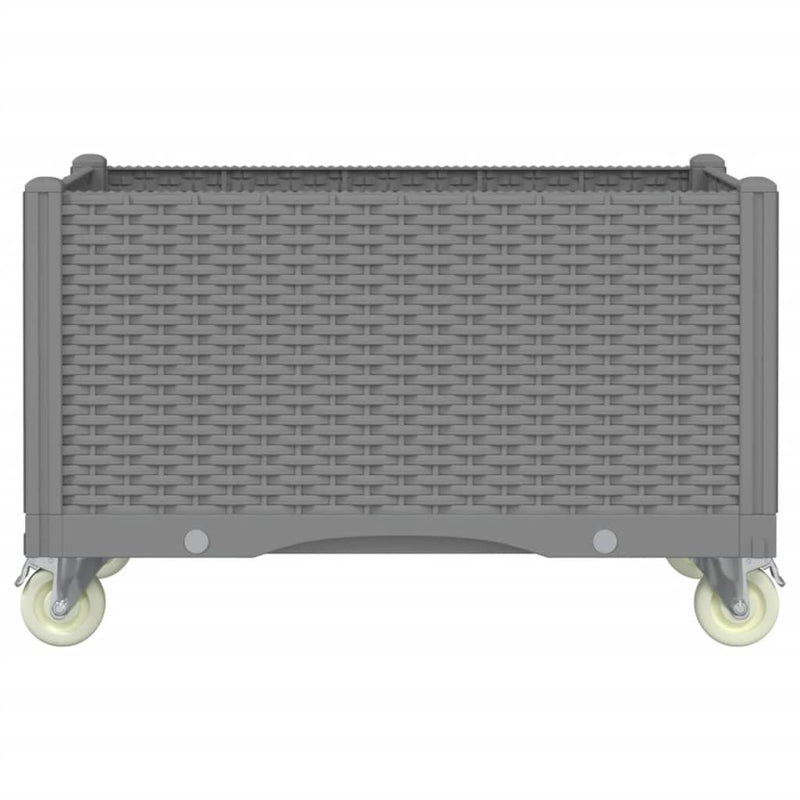 Load image into Gallery viewer, Vidaxl plantenbak met wielen 80x50x54 cm polypropeen lichtgrijs
